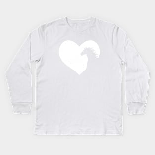 Heart with Horse Silhouette - Distresses Horseback Riding Equestrian Gift Kids Long Sleeve T-Shirt